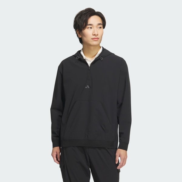 ブラック 【ゴルフ】ビヨンド ザ コース 撥水 リップストップ ハーフジップ 長袖フーディー