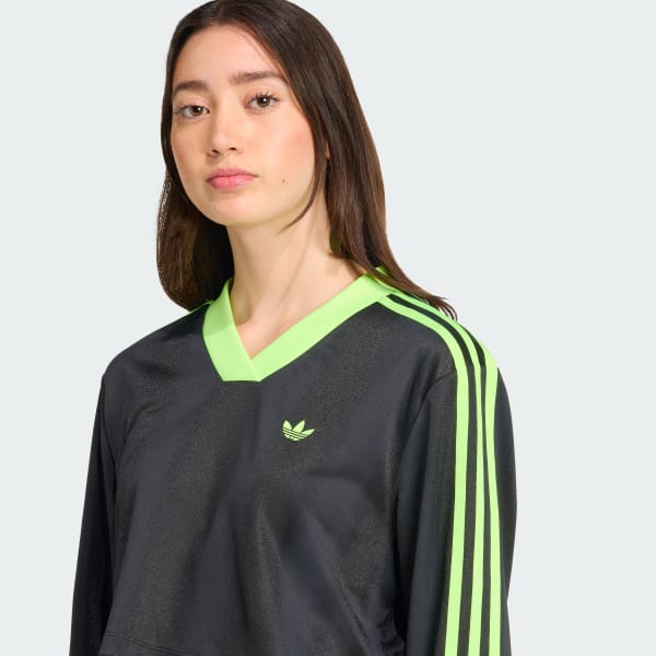 adidas Adicolor Soccer Jacquard Crop Long-Sleeve Top - Black