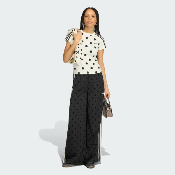 Czerń SPODNIE SATIN POLKA DOTS WIDE LEG
