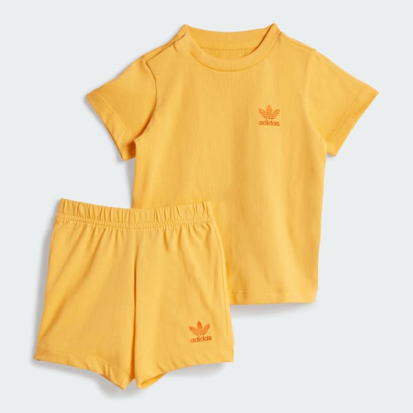 Laranja Conjunto Shorts Camiseta Infantil
