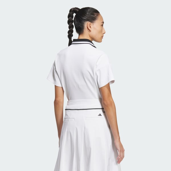 White Loose Fit Short Sleeve Polo Shirt