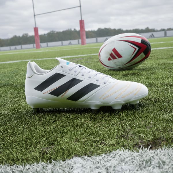 Blanco Zapatos de Rugby para Terreno Blando Kakari Elite