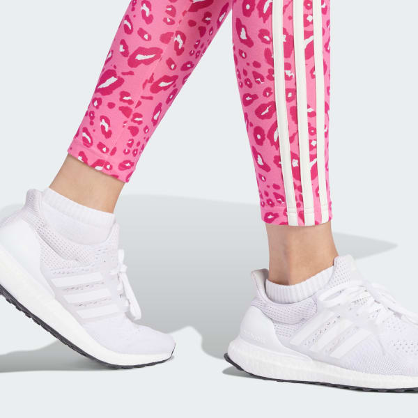 Legging Adidas Train Essentials 3-Stripes Feminina - Rosa/Branco