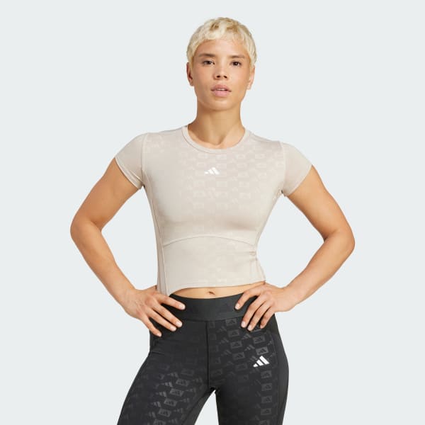 Beige Hyperglam Training Emboss Tee