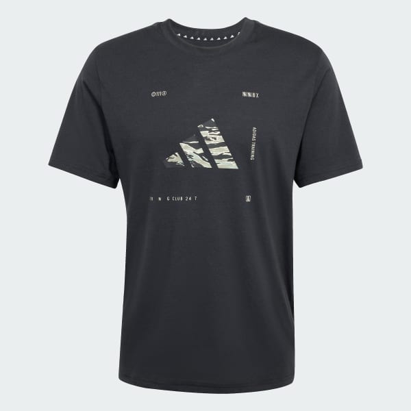 Black Climacool Training Camo Logo Graphic Tee