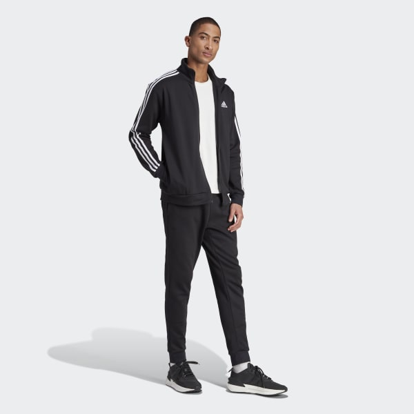 adidas Basic 3-Stripes Fleece Tracksuit - Black | adidas UK