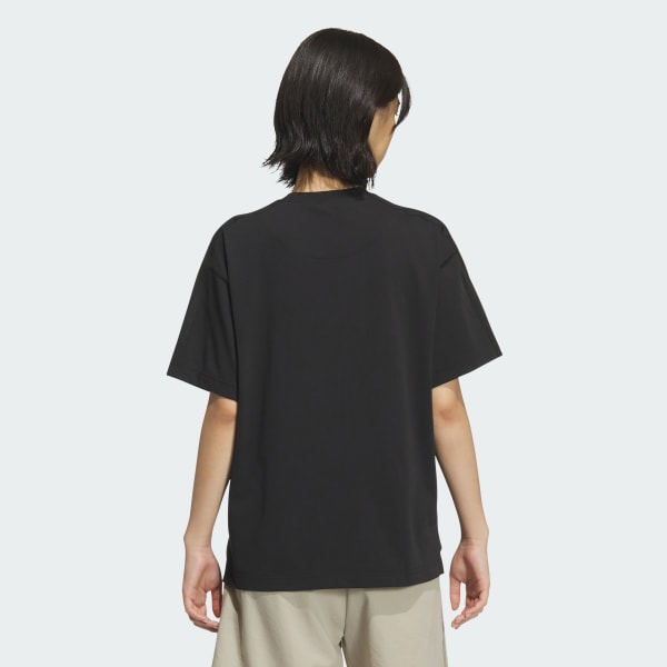 ブラック エッセンシャルズ プラス スリーストライプス ルーズフィット半袖Tシャツ