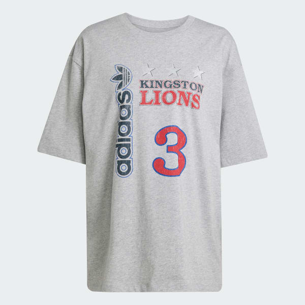 สีเทา เสื้อยืดทรงบอยเฟรนด์ Retro Lions