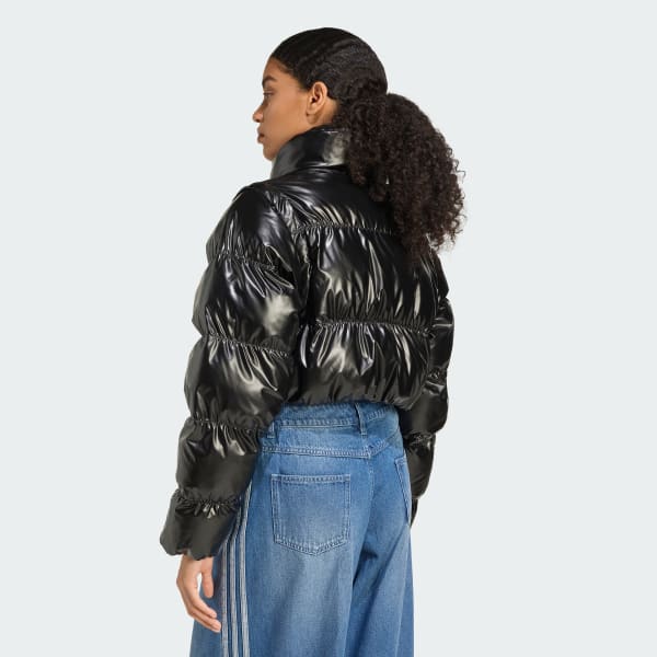 zwart Essentials Glossy 2-In-1 Cropped Pufferjack