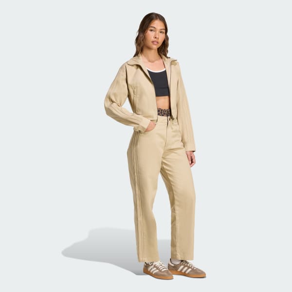 Beige Casaca deportiva Firebird de sarga por encima de la cintura.