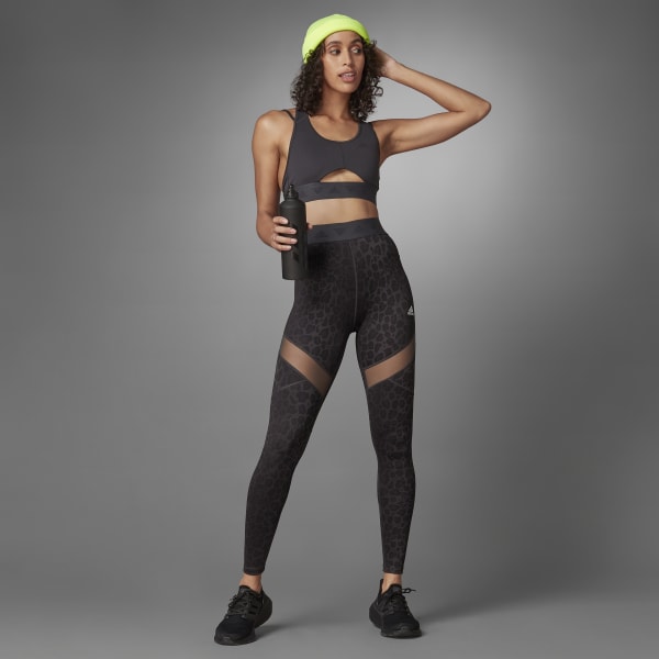 adidas Training Hyperglam ribbed high waisted leggings in black