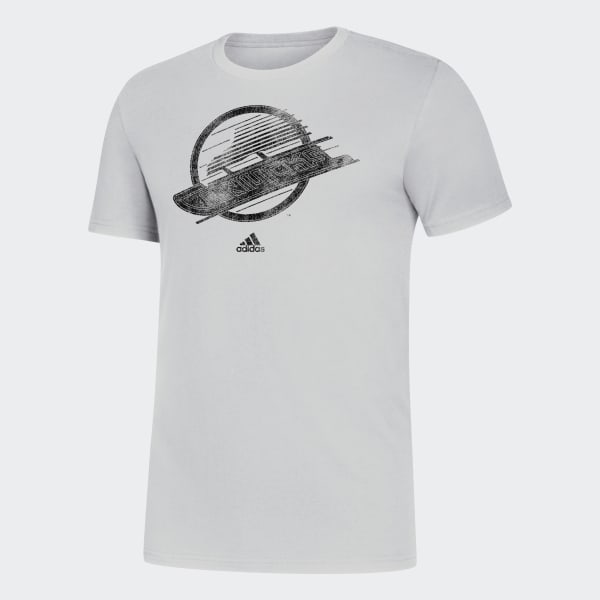 Adidas Canucks Distressed Stripes Logo Tee White Adidas Canada