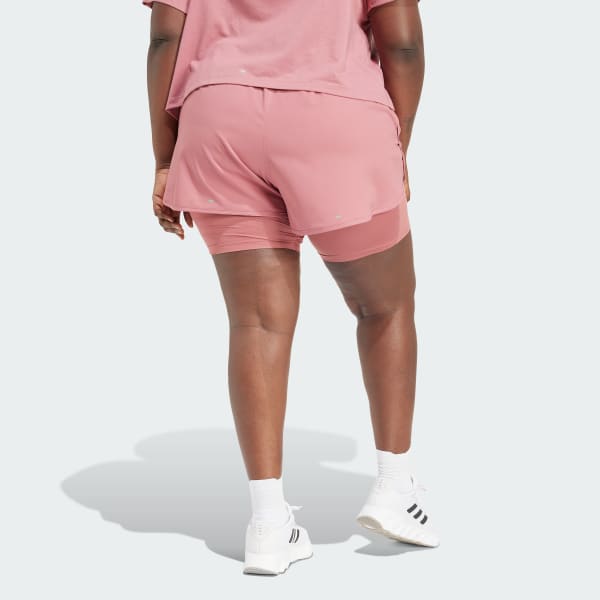 Rosa Shorts 2 em 1 Own the Run Três Listras (Plus Size)