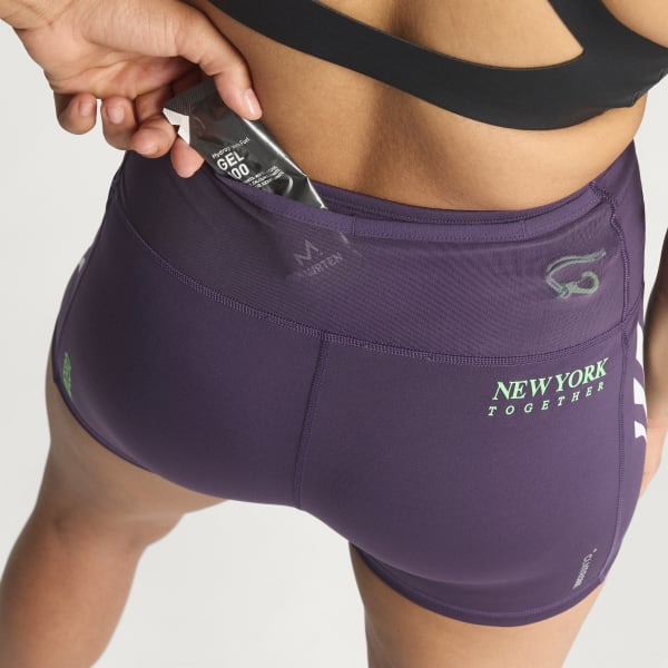 สีม่วง กางเกงวิ่งรัดรูปขาสั้น Adizero NYC