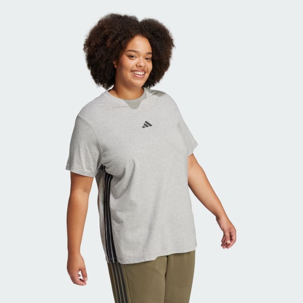 Grey Essentials 3-Stripes Cotton Tee (Plus Size)