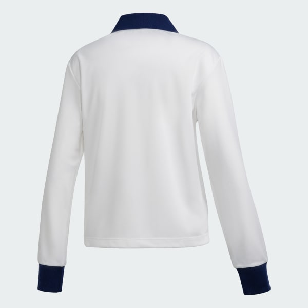 White V-NECK LS