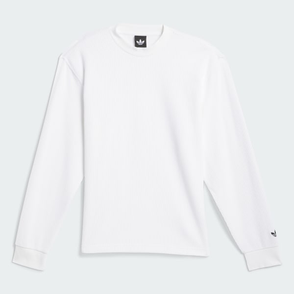 blanc Chemise de skateboard à manches longues en maille gaufrée