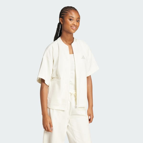 White ALL SZN Cloud Jersey Full-Zip Shirt