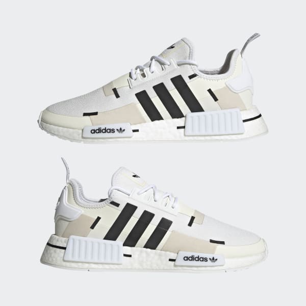 adidas originals nmd r1  men's white/white/black