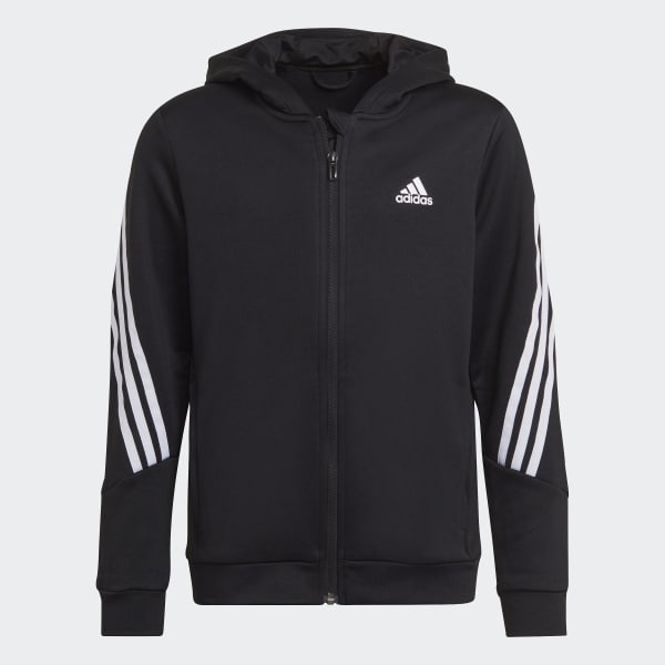 adidas AEROREADY Primegreen 3-Stripes Full-Zip Hoodie - Black | adidas ...