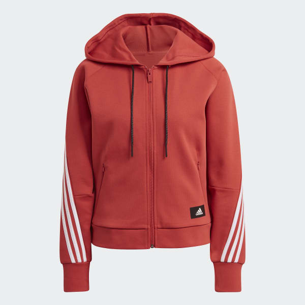 Red adidas striped hoodie store