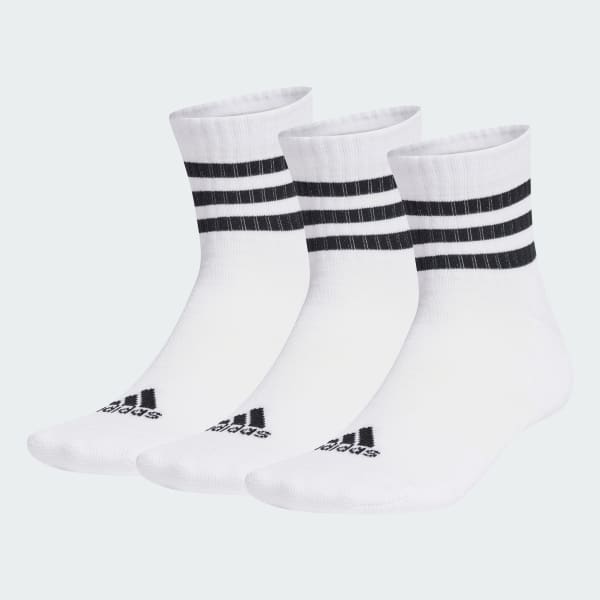 Weiss 3-Streifen Cushioned Sportswear Low-Cut Socken, 3 Paar