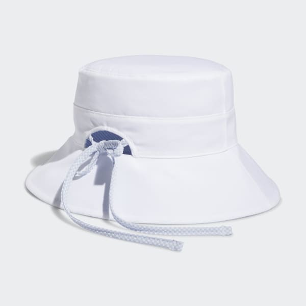 White Reversible Ponytail Sun Bucket Hat