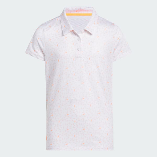 White GIRLS SHORT SLEEVE PRINTED POLO SHIRT