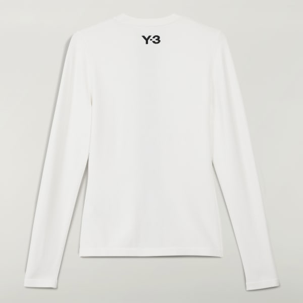 adidas Y-3 3-Stripes Long Sleeve Tee - White | Free Shipping with