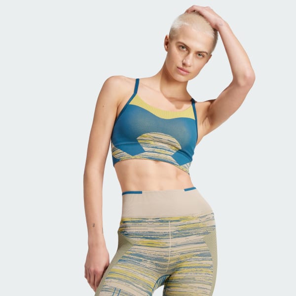 Blau adidas by Stella McCartney TrueStrength Yoga Seamless Medium Support Sport-BH