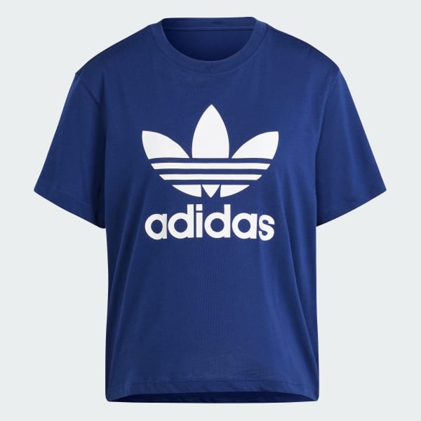 สีน้ำเงิน เสื้อยืดทรงบ็อกซี Adicolor Trefoil