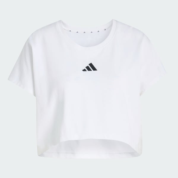 White PrimeLift Workout Cropped Boxy 3-stripes Tank