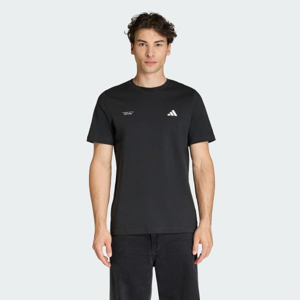 สีดำ เสื้อยืดพิมพ์ลาย FOOTBALL SLOGAN