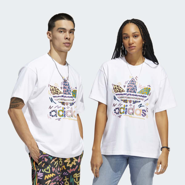 Blanc T-shirt Love Unites Trefoil (Non genré) T1621