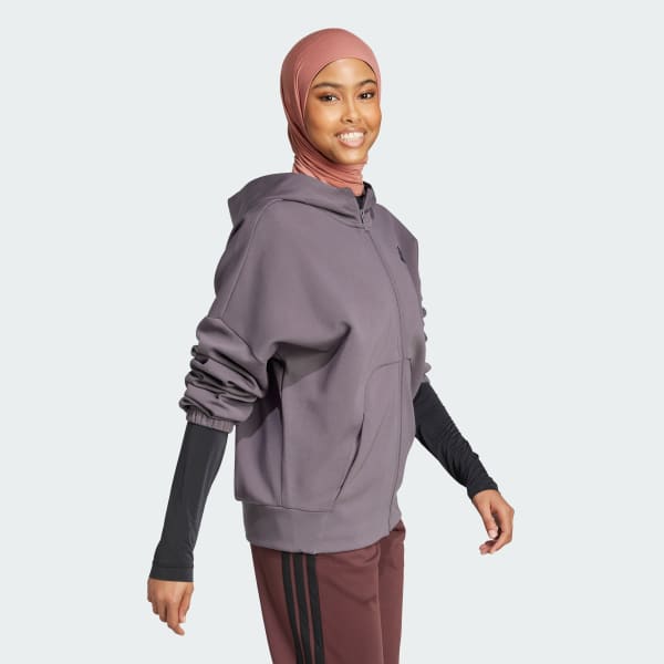 Abu-abu Hoodie Future Icons Logo Kecil Full-Zip