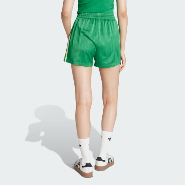 Green adidas Originals Pin-stripe Satin Shorts