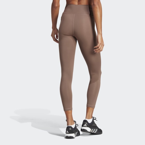 adidas Optime Stash Pocket High-Waisted 7/8 Leggings - Brown | Women's ...