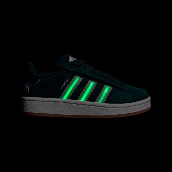 Verde Zapatillas Campus 00s con luces LED, cierre cómo y encaje elástico para niños
