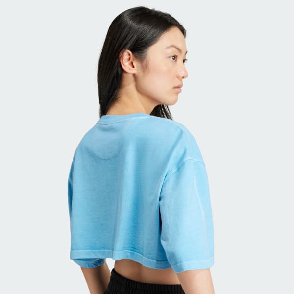 アディダス エッセンシャルズ+ クロップドTシャツ - ブルー