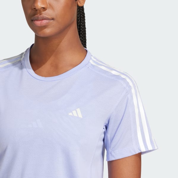 ◆adidas◆ Own the Run 3S Tee JD2276 adidas Women's Own The Run E 3-Stripes T-shirt - Blue, Eco