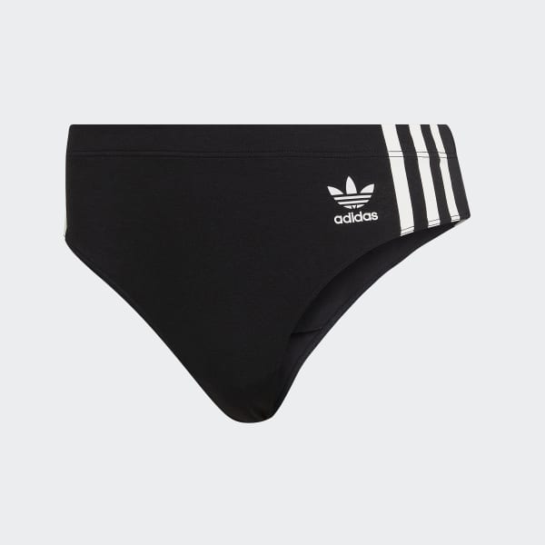 Black Adicolor Comfort Flex Cotton Wide Side Thong Briefs (2 Pairs) HPO15