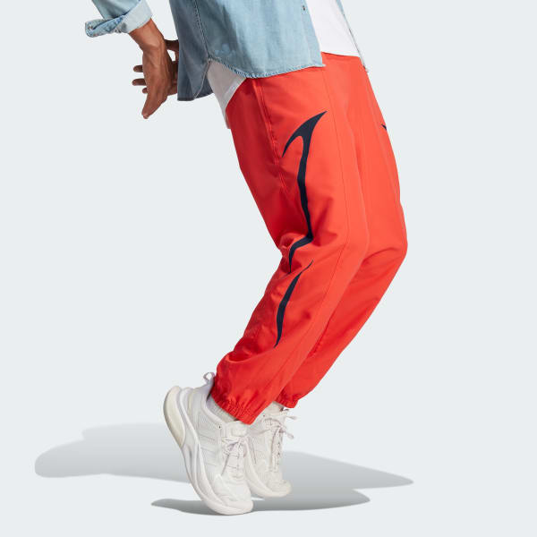 Red Colorblock Woven Pants