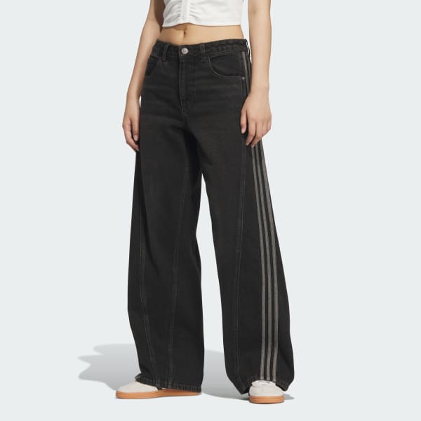 海外限定 adidas ルーズデニムパンツ ストライプ ブルー XSサイズ アディダス ルーズデニム パンツ ブルー XLサイズ 海外限定