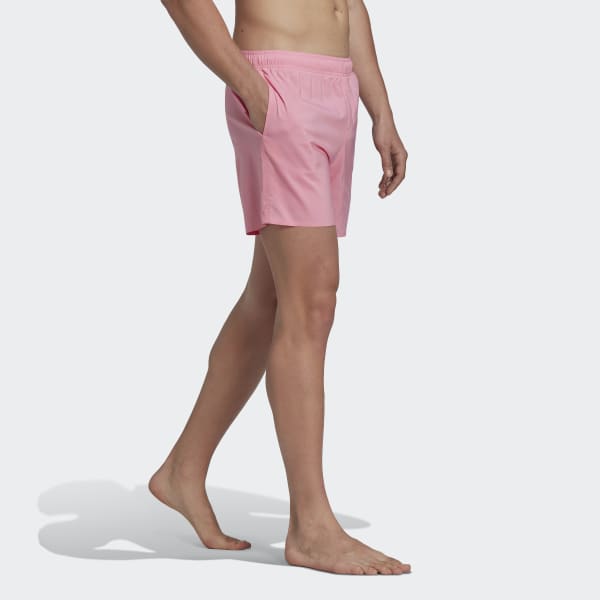 Pink Short Length Solid Swim Shorts LBS88