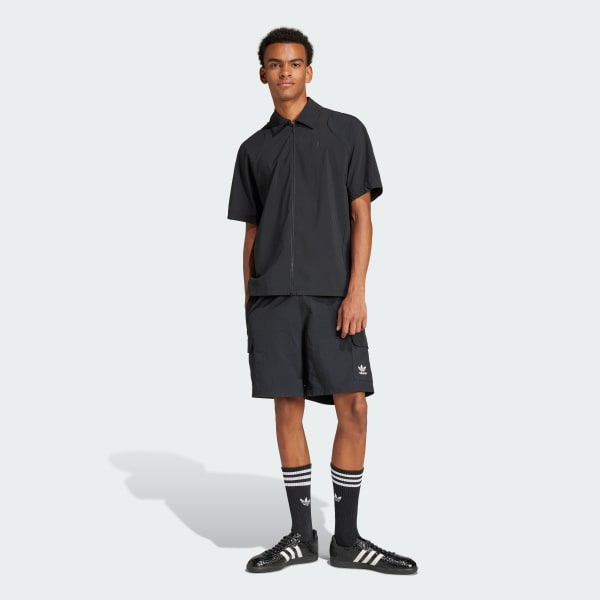 Black Trefoil Essentials Woven Cargo Shorts