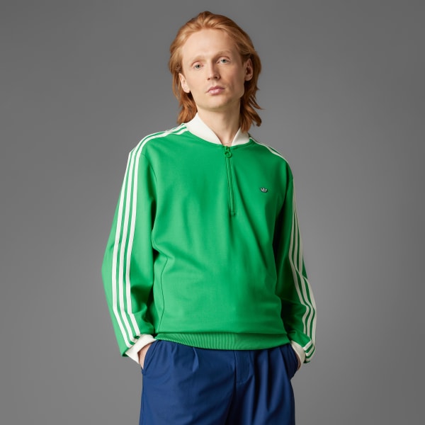 Vert Sweat-shirt à zip 1/4 3 bandes Originals