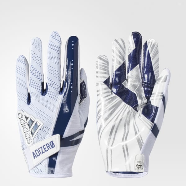 blue and white adidas football gloves