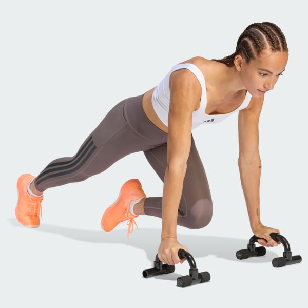 สีน้ำตาล กางเกงรัดรูปเจ็ดส่วน Optime Workout 3-Stripes