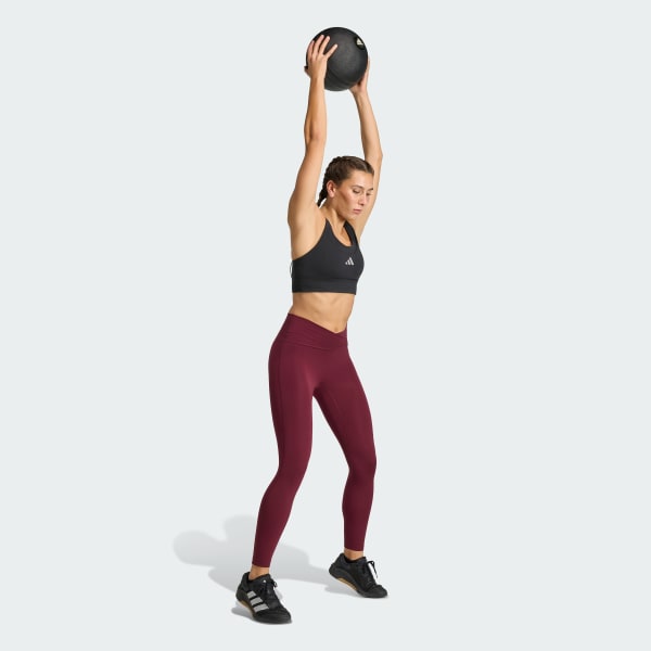 Burgundy 3 Stripes Studio All Me 7/8 X-Over tights