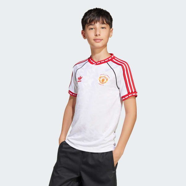 Hvid Manchester United '91 Kids udebanetrøje